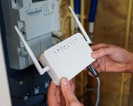 Energiemanager aangesloten op de P1-poort van de digitale meter